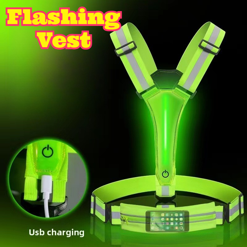 Reflective Cycling Vest - LED Glowing Reflective Vest High Visibility