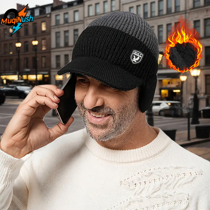 Cycling Gear For Cold Weather - MuqiNush Winter Warm Beanie with Earflaps