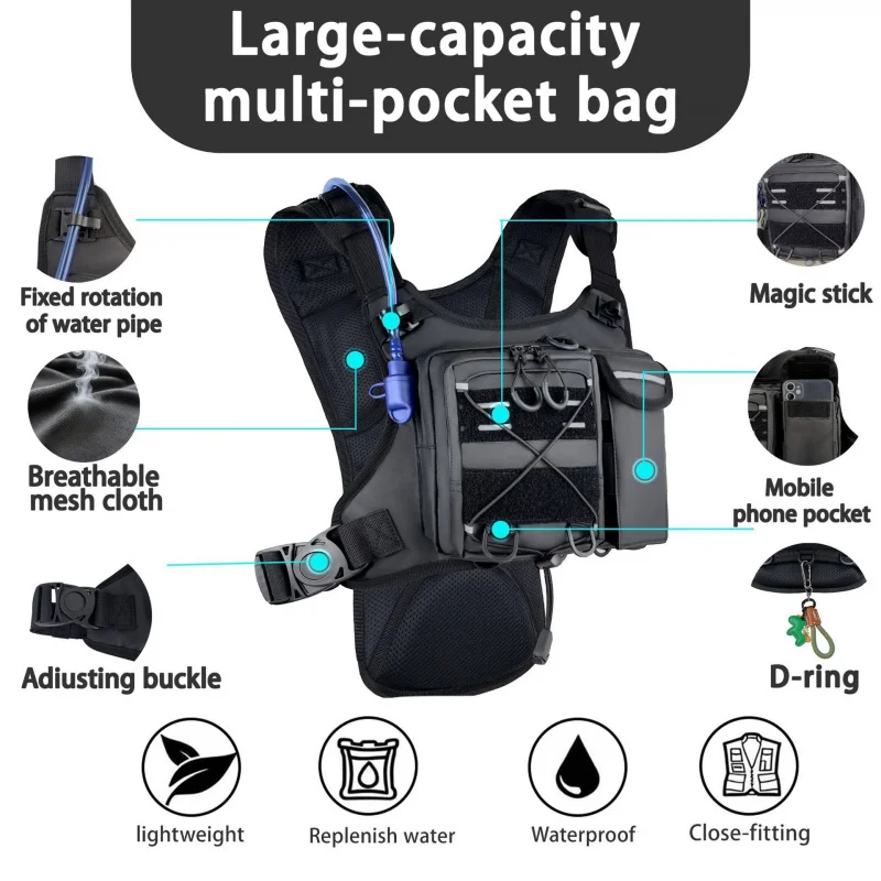 Reflective Cycling Vest - ​High-Quality Tactical Vest Chest Bag with