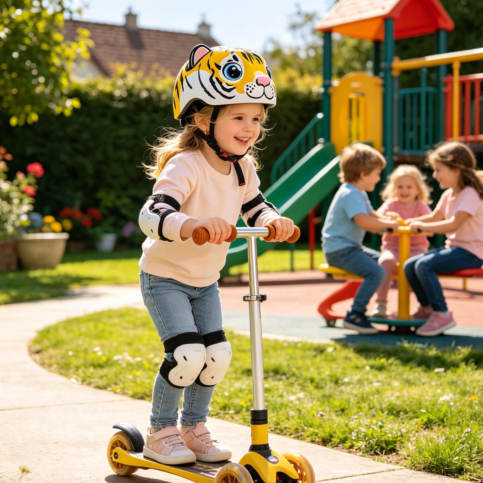 Cycling Safety Gear For Kids - Kids Helmet Tiger Pattern Adjustable Safety