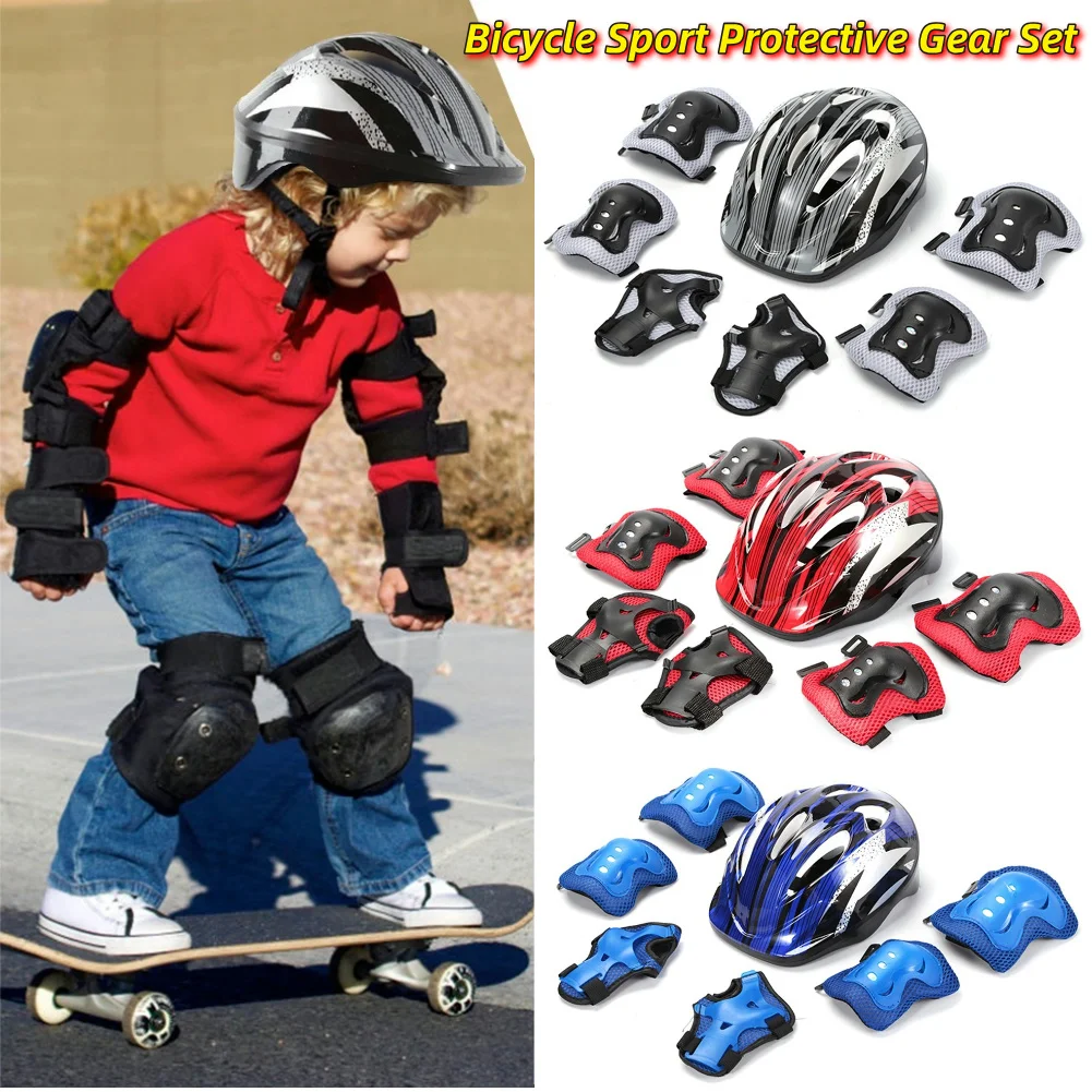 Cycling Safety Gear For Kids - 7Pcs Bicycle Sport Protective Gear Set